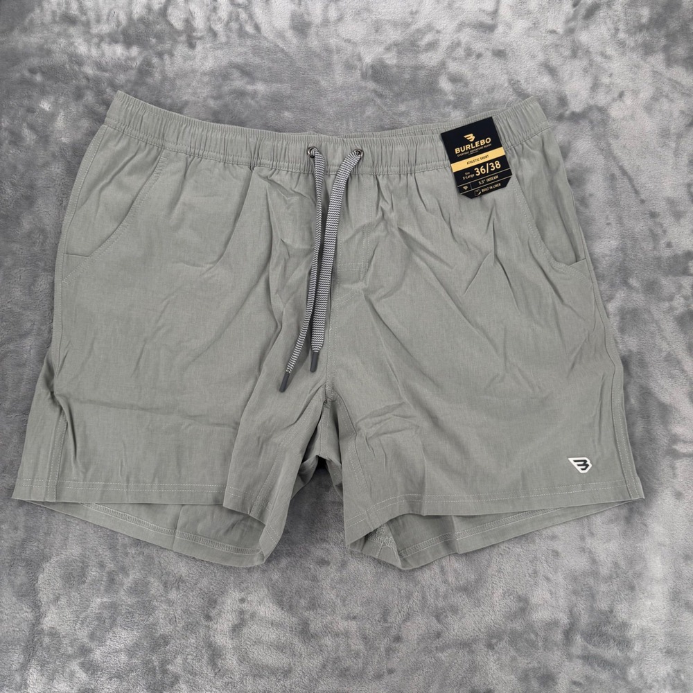 Burlebo Mens Athletic Shorts Gray 5.5 Inch Inseam XL 36/38 NWT